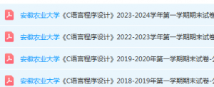 安徽农业大学程序 设计期末考试试卷真题-三号教学楼网站~创造一个奇迹